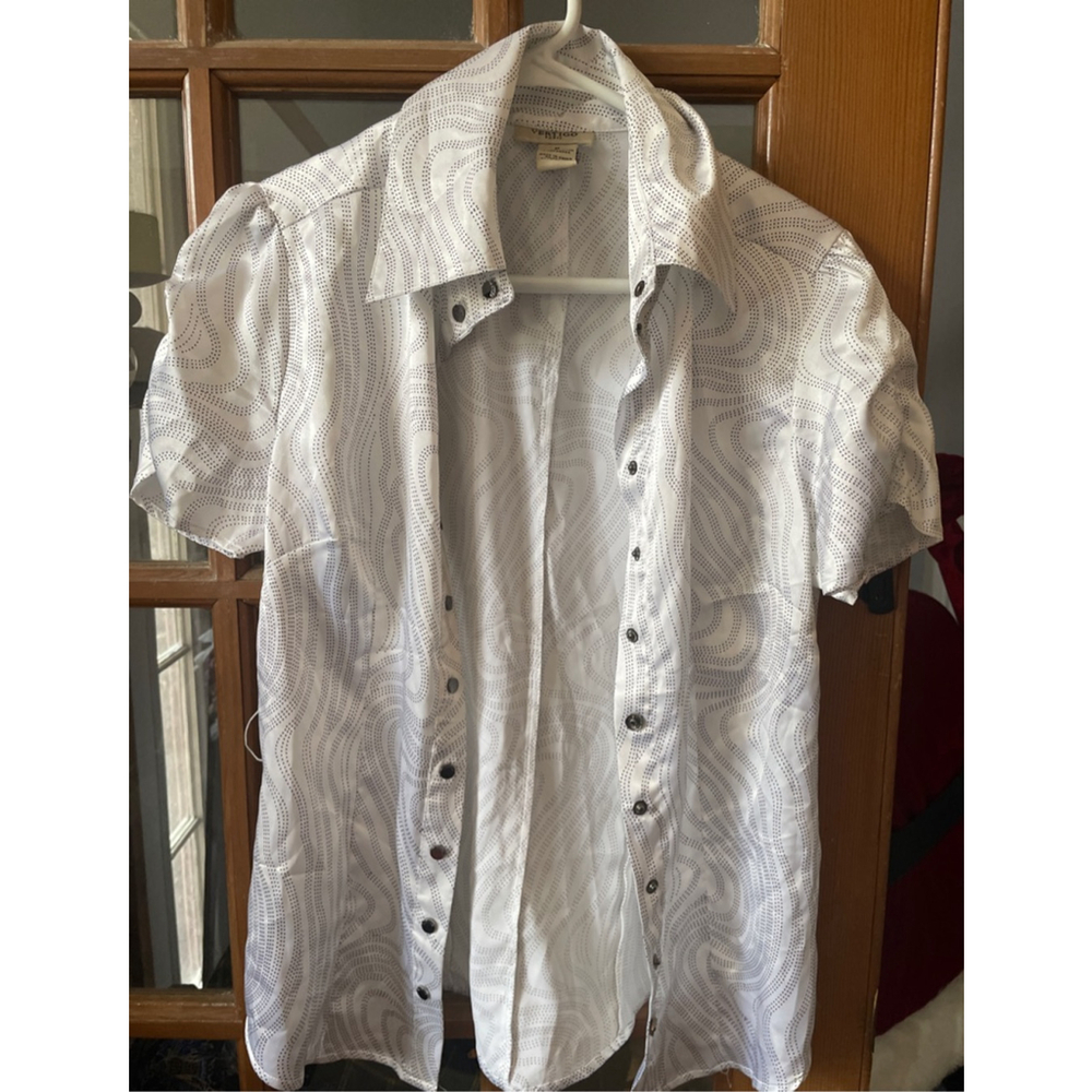 Women's Vertigo Paris White & Black Dotted Button Down Shirt M